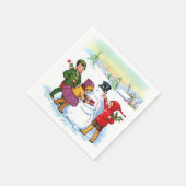 ヴィンテージシーンクリスマスホリデー紙ナプキン スタンダードカクテルナプキン (角)