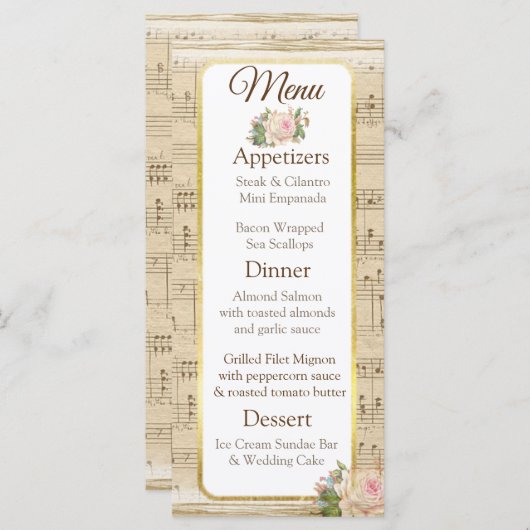 ヴィンテージシー結婚トのメニューカード メニュー (正面/裏面)