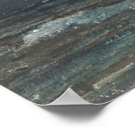 ヴィンテージシー絵画ケープダークブルー海アンティーク ポスター (角)