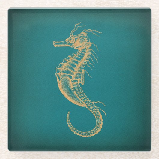 ヴィンテージシー航海のホース海アートシーホース ガラスコースター (正面)