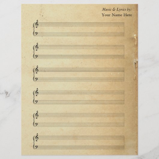 ヴィンテージシ空白のート音楽ピアノの譜表 (正面)