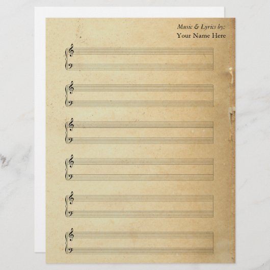 ヴィンテージシ空白のート音楽ピアノの譜表 (正面/裏面)