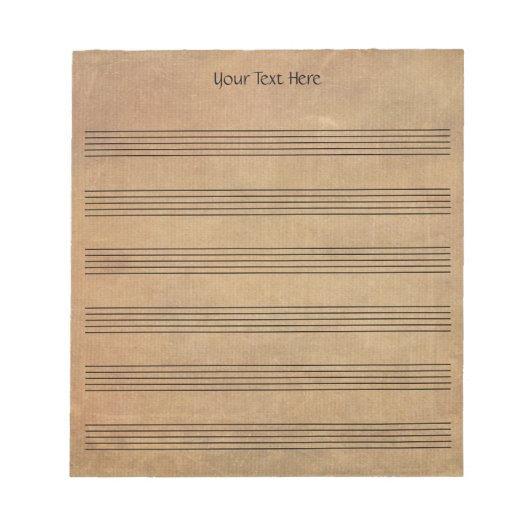 ヴィンテージシ空白のート音楽6 Staves ノートパッド (正面)