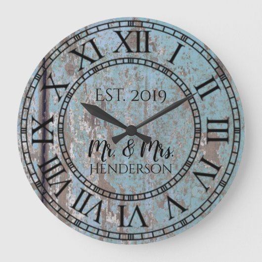 ヴィンテージシ素朴ャビーシック動揺してアンティークウッド ラージ壁時計 (正面)