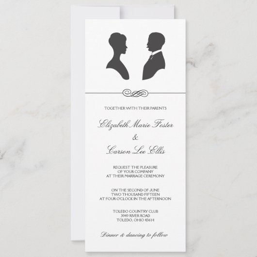 ヴィンテージシ結婚ルエット 招待状 (正面)