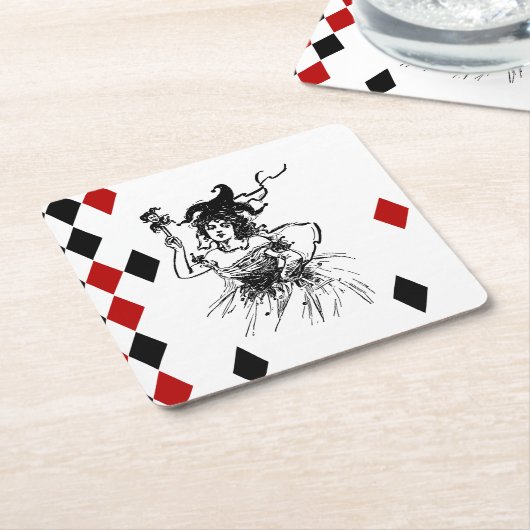 ヴィンテージジェスターレディ スクエアペーパーコースター (アングル)