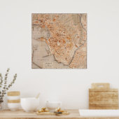 ヴィンテージジェノヴァの地図（1906年） ポスター (キッチン)