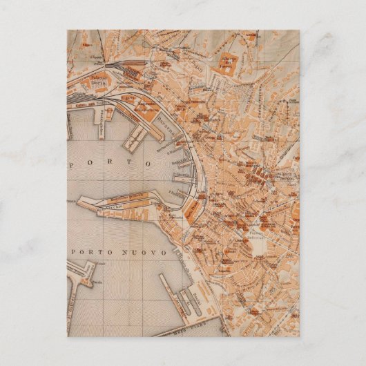 ヴィンテージジェノヴァの地図（1906年） ポストカード (正面)