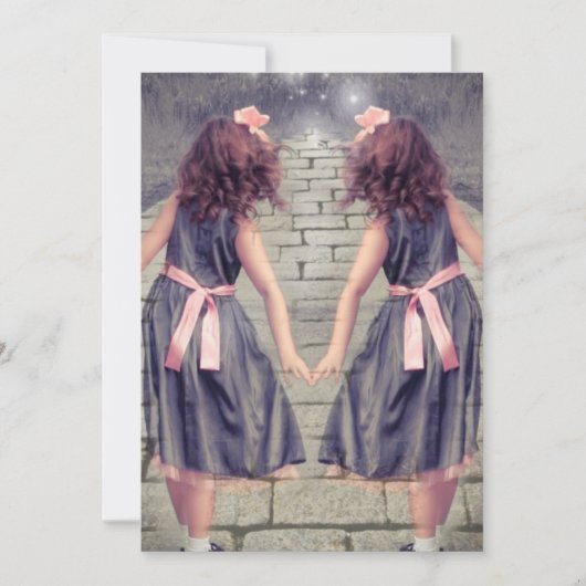 ヴィンテージジェミ最高のニの永遠の友人ツインガール 招待状 (正面)
