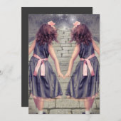 ヴィンテージジェミ最高のニの永遠の友人ツインガール 招待状 (正面/裏面)