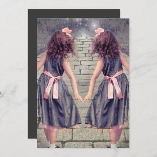 ヴィンテージジェミ最高のニの永遠の友人ツインガール 招待状 (正面/裏面)