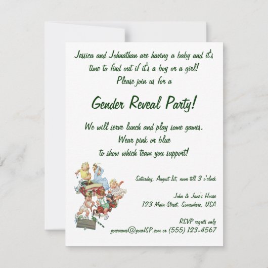 ヴィンテージジェンダーリビールベビーシャワーパーティの招待状 招待状 (裏面)