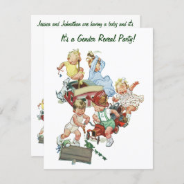 ヴィンテージジェンダーリビールベビーシャワーパーティの招待状 招待状