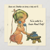 ヴィンテージジェンダーリビールベビーシャワーパーティの招待状 招待状 (正面/裏面)