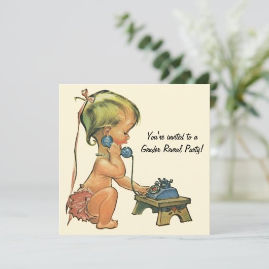 ヴィンテージジェンダーリビールベビーシャワーパーティの招待状 招待状 (スタンド正面)