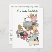 ヴィンテージジェンダーリビールベビーシャワーパーティの招待状 招待状 (正面/裏面)