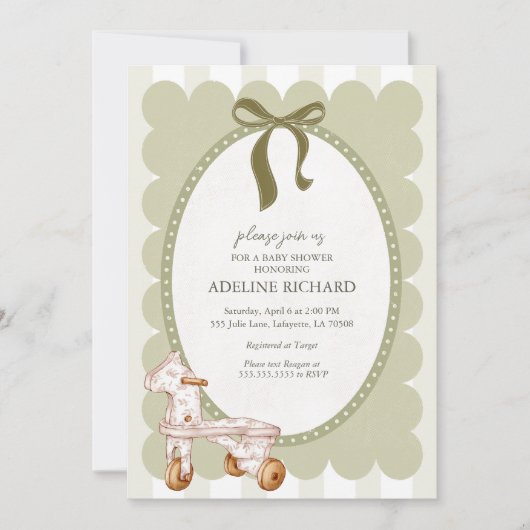 ヴィンテージジェンダー養殖ベビーシャワー招待状 招待状 (正面)