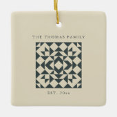 ヴィンテージジオメトリキパーソナライズされたルトファミリ名 セラミックオーナメント (正面)