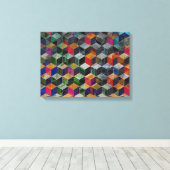 ヴィンテージジオメトリキューブ キャンバスプリント (インサイチュ (ウッドフロア))