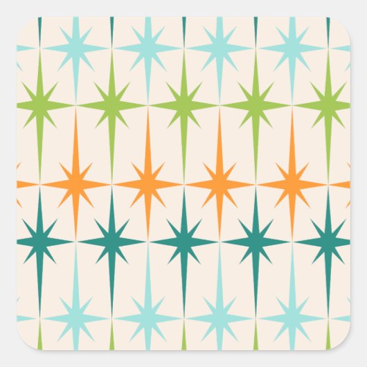 ヴィンテージジオメトリックスターバストスクエアステッカー スクエアシール (正面)