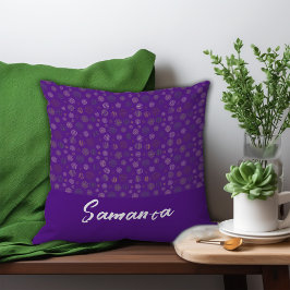 ヴィンテージジオメトリック円線の紫色の名前 クッション