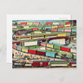 ヴィンテージジグザグ旅客列車と貨物列車の旅行 ポストカード (正面/裏面)