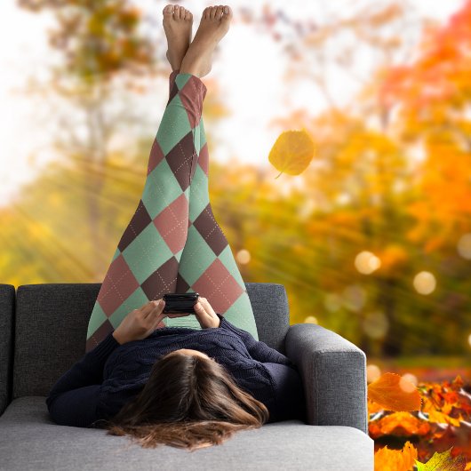 ヴィンテージジグザグ紅葉かわいいパターン レギンス