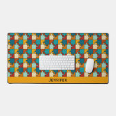 ヴィンテージジグソーパズルピースのパターン名 デスクマット (キーボード&マウス)