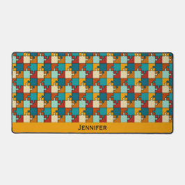 ヴィンテージジグソーパズルピースのパターン名 デスクマット