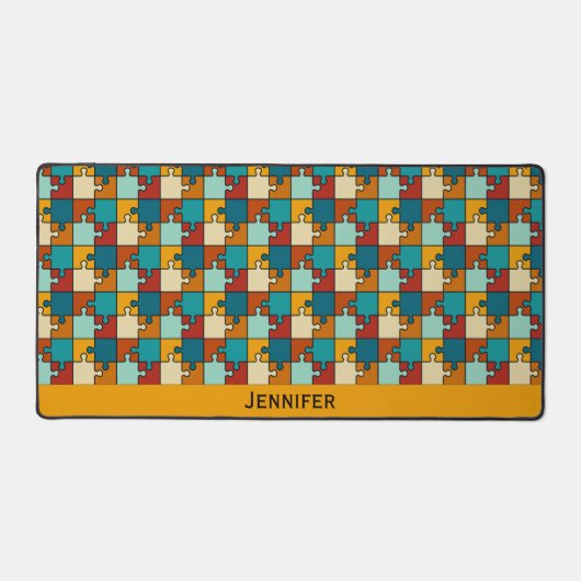 ヴィンテージジグソーパズルピースのパターン名 デスクマット (正面)