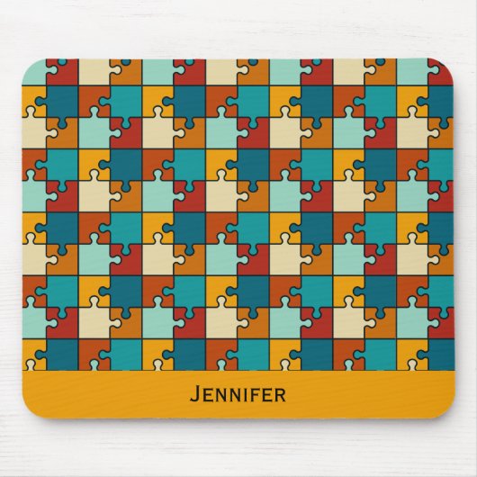 ヴィンテージジグソーパズルピースのパターン名 マウスパッド (正面)