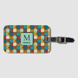 ヴィンテージジグソーパズルピースモノグラム ラゲッジタグ