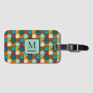 ヴィンテージジグソーパズルピースモノグラム ラゲッジタグ