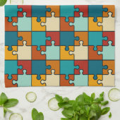 ヴィンテージジグソーパズル片パターン キッチンタオル (折り畳み)