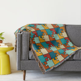 ヴィンテージジグソーパズル片パターン スローブランケット