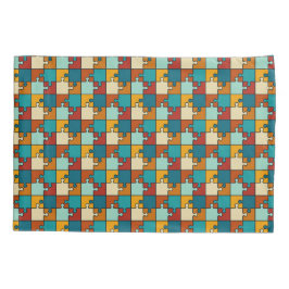 ヴィンテージジグソーパズル片パターン 枕カバー