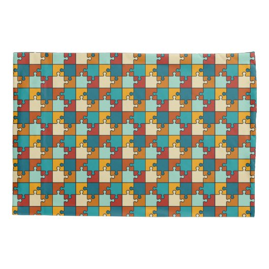 ヴィンテージジグソーパズル片パターン 枕カバー (裏面)