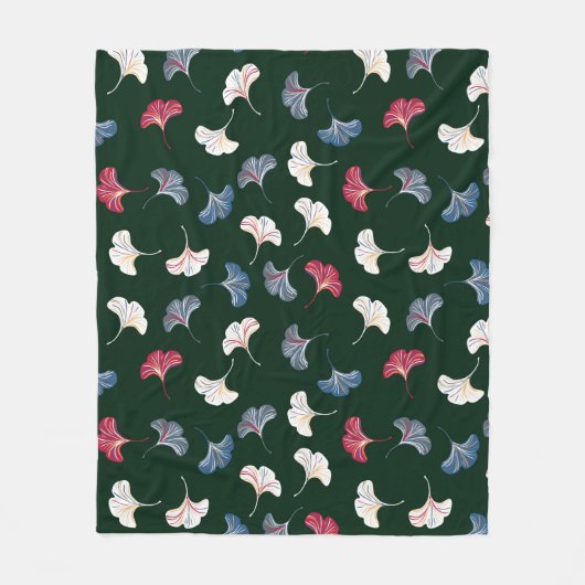 ヴィンテージジトトの継ぎ目のない模様とイチョウ葉の  フリースブランケット (正面)