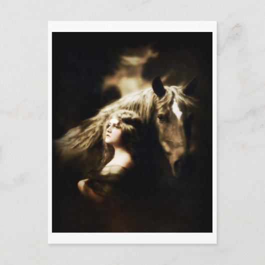 ヴィンテージジプシーの少女と馬 ポストカード (正面)