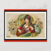 ヴィンテージジプシー女子遊ギターポストカード ポストカード (正面)