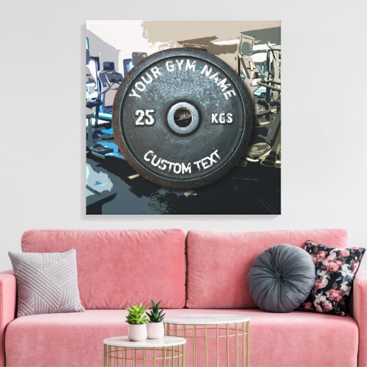 ヴィンテージジムオーナーまたはフィットネス付きユーザーおもしろい キャンバスプリント (インサイチュ (リビング))