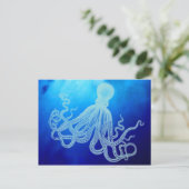 ヴィンテージジャイアントタコ深いブルー海 ポストカード (スタンド正面)