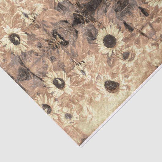 ヴィンテージジャイアントヒマワリ黄色セピア抽象芸術 薄葉紙 (詳細)