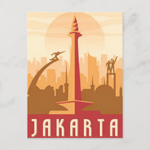 ヴィンテージジャカルタインドネシアジャワ旅行水の色 ポストカード