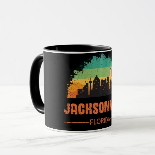 ヴィンテージジャクソンビルシティフロリダレトロストライプ マグカップ (正面左)