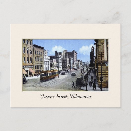 ヴィンテージジャスパー通り、エドモントン、アルバータ、カナダ ポストカード (正面)