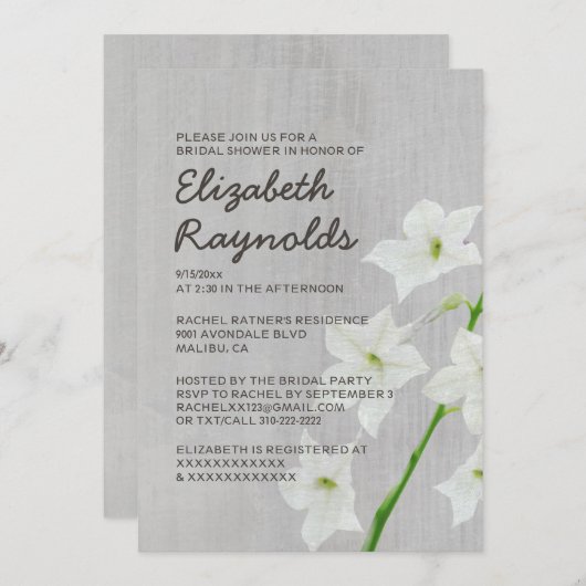 ヴィンテージジャスミンブライダルシャワー招待状 招待状 (正面/裏面)