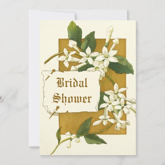 ヴィンテージジャスミ結婚ン花ブライダルシャワー 招待状 (正面)