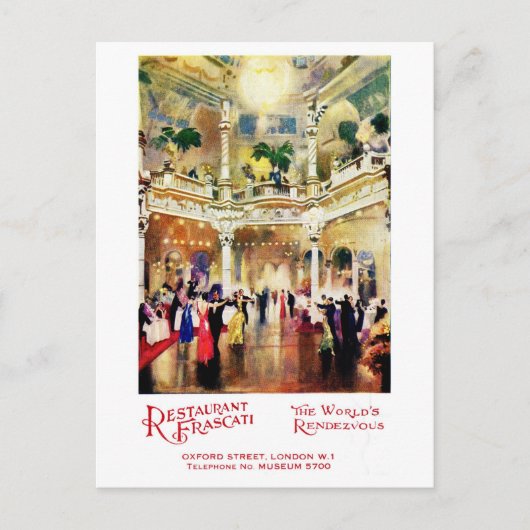 ヴィンテージジャズエイジ広告レストランフラスカティ ポストカード (正面)
