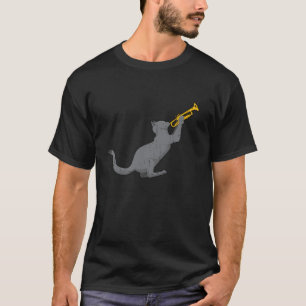ヴィンテージジャズキャットトランペットおもしろい子猫ミュージシャンかわいい Tシャツ